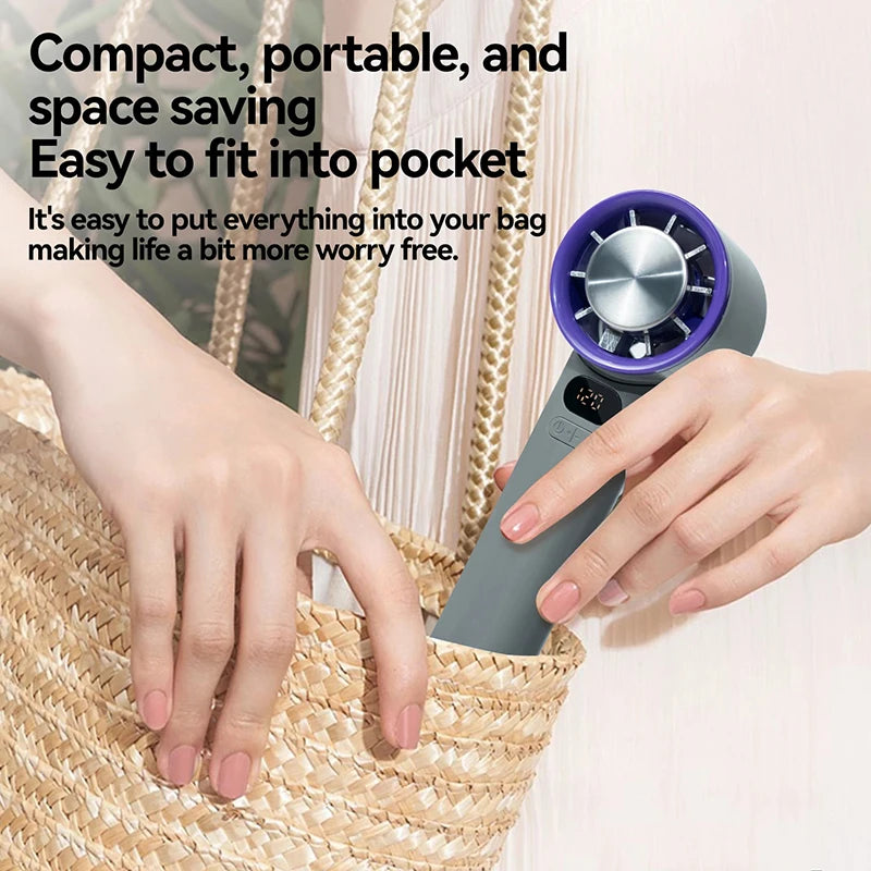 Lenovo 3000mah Handheld Mini Fan Electric Hand Fans Ice Compress High-Speed Cooling USBRechargeable Portable LED Digital Display