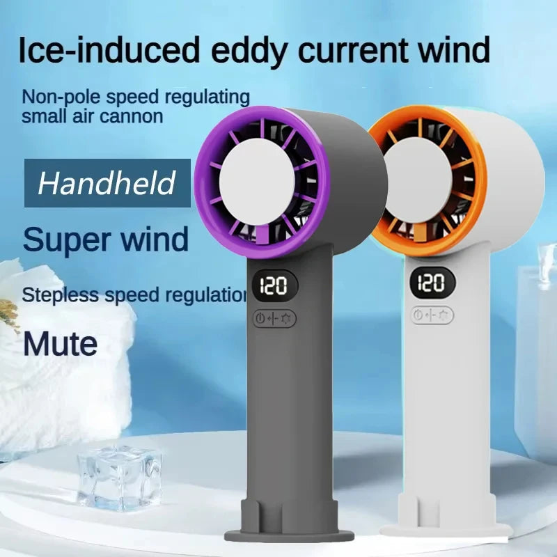 Lenovo 3000mah Handheld Mini Fan Electric Hand Fans Ice Compress High-Speed Cooling USBRechargeable Portable LED Digital Display