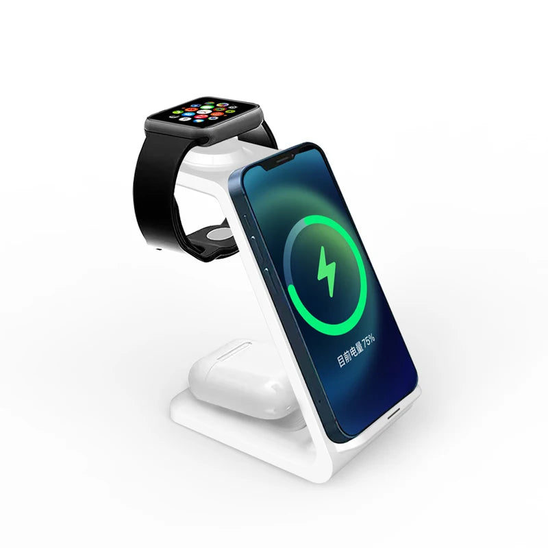 15W 3 in 1 Wireless Charger Stand for iPhone 15 14 13 12 11 X XR Apple Watch 6 7 8 iWatch Airpods Pro Fast Charging Dock Station