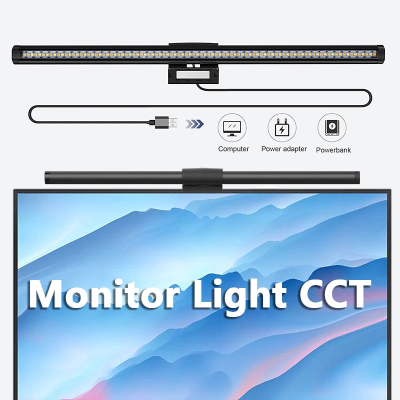 LED Desk Lamp Monitor Light Bar Eye-Care Stepless Dimming Lighting Table Lamp Computer Monitor Screen Light Bar for Work Gaming
