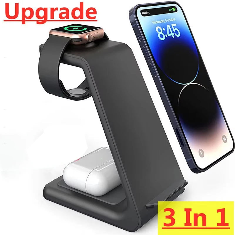 15W 3 in 1 Wireless Charger Stand for iPhone 15 14 13 12 11 X XR Apple Watch 6 7 8 iWatch Airpods Pro Fast Charging Dock Station