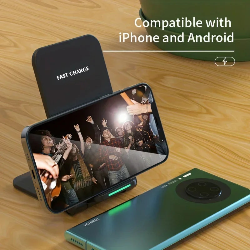 30W Wireless Charger Stand Pad For iPhone 15 14 13 12 11 Pro X XS Max XR 8 Samsung Xiaomi Induction Fast Charging Dock Station